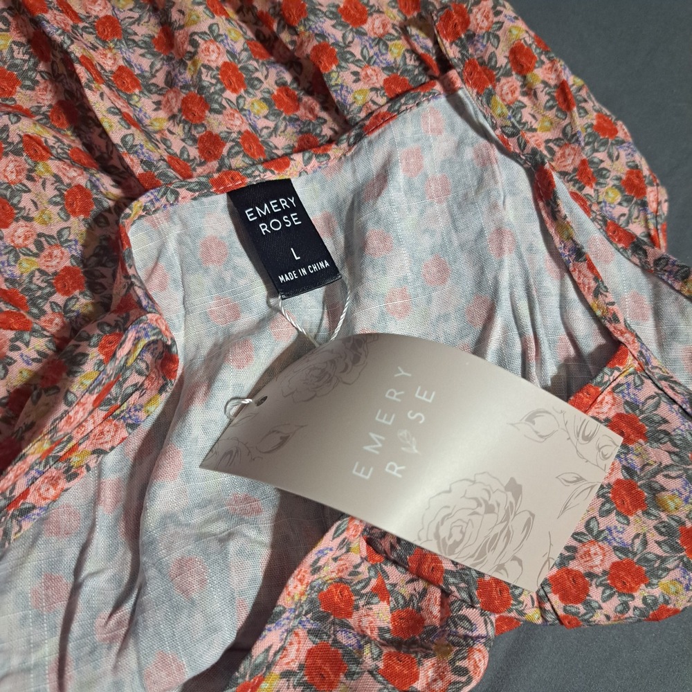 NWT Emery Rose Floral Halter Tank Top Sleeveless Blouse LARGE Feminine - Picture 3 of 5